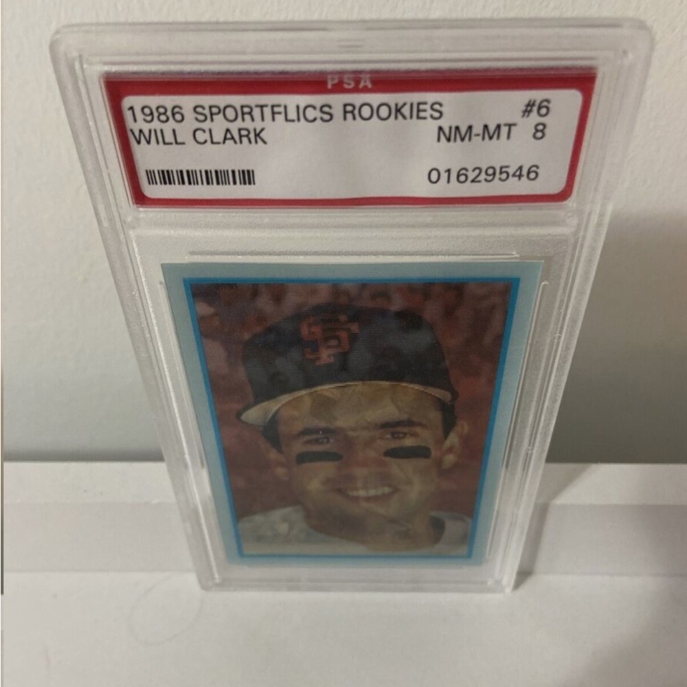 1986 Sportflics Will Clark #6 Rookies RC PSA 8 NM -MT - Picture 2 of 4